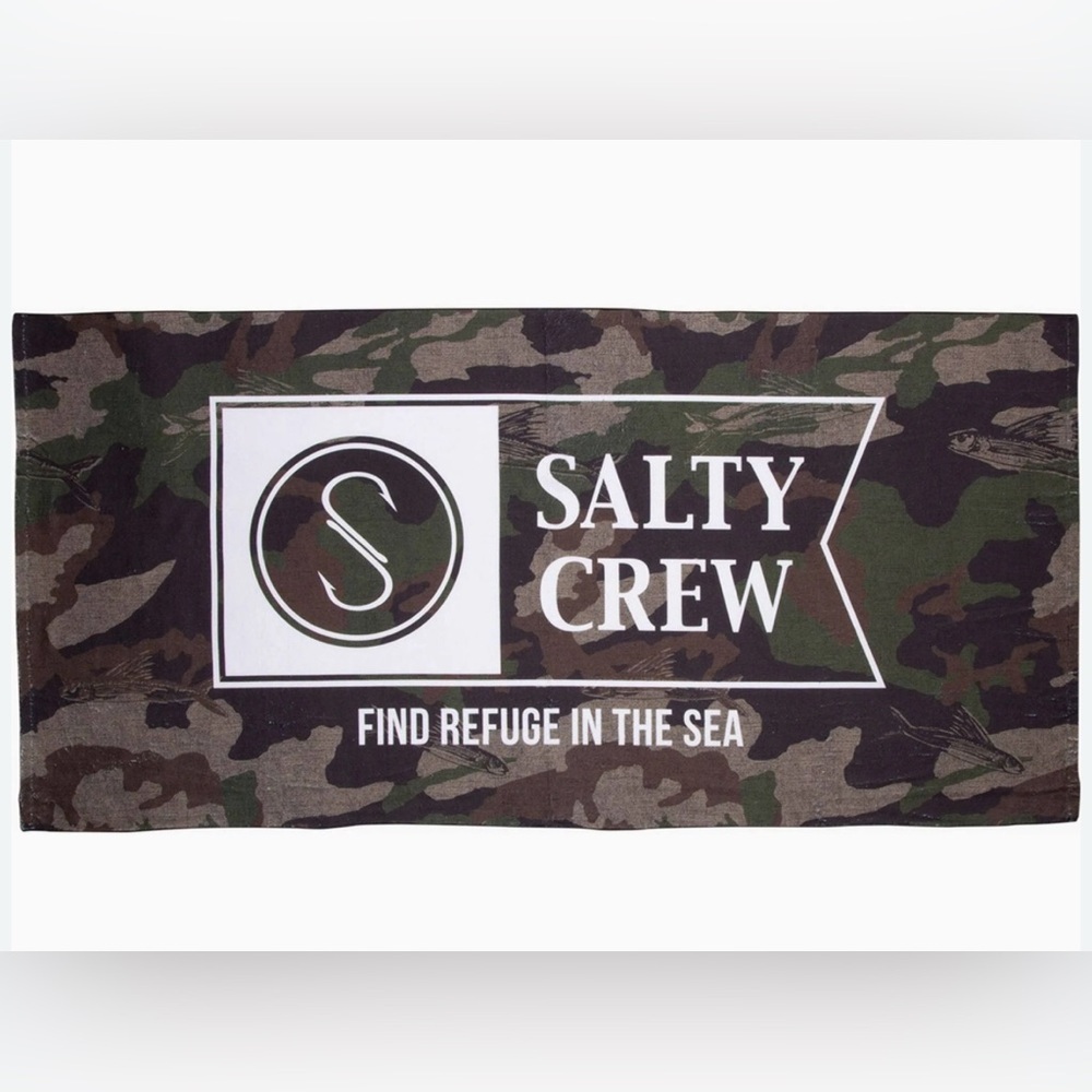 Salty Crew Alpha Refuge Camo Beach Towel 100% Cotton 30x59 Beach Surf Pool GUC